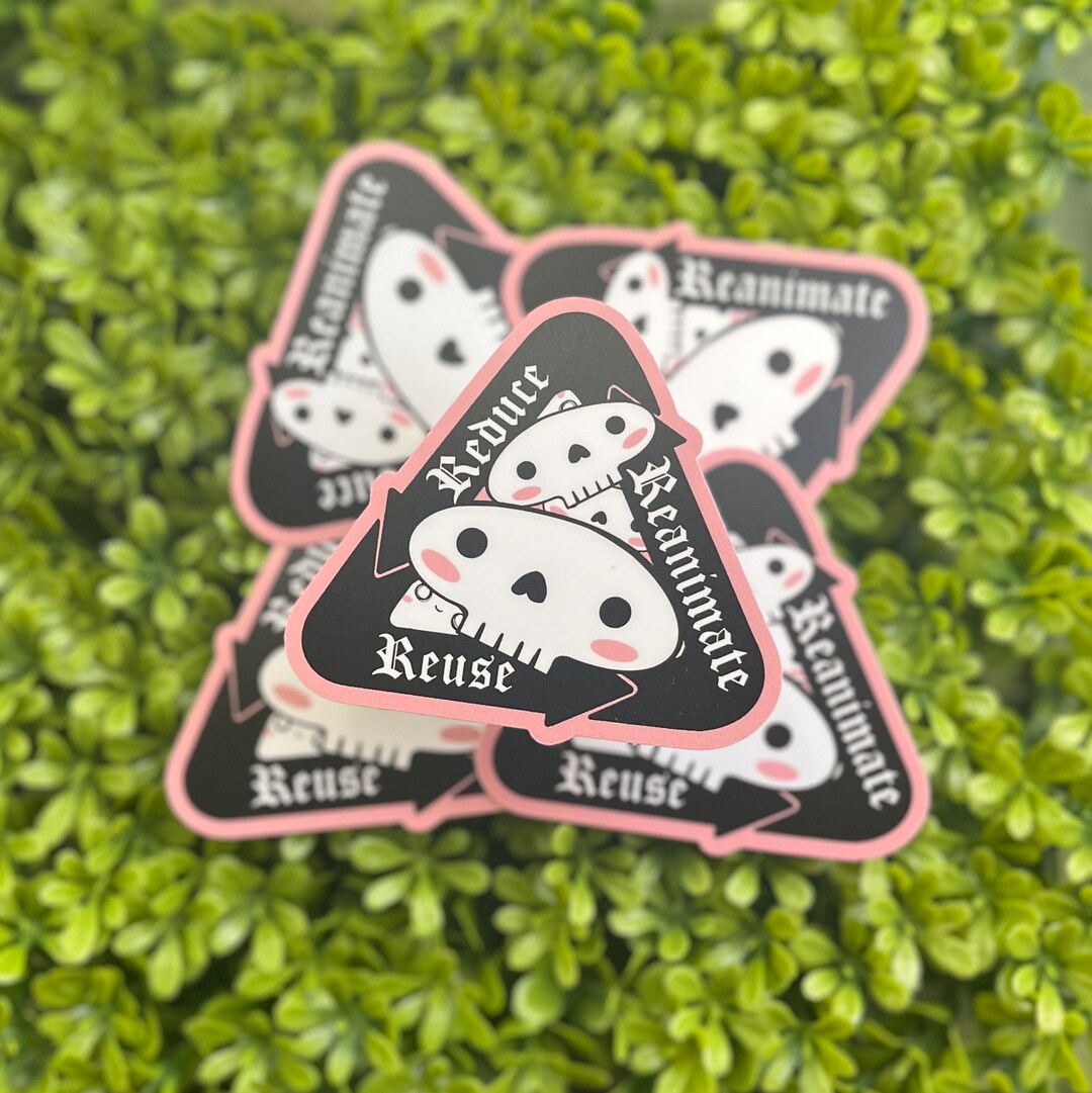 Reduce Reuse Reanimate Sticker (skull, Ghost, Creepy, Cute, Dungeons ...