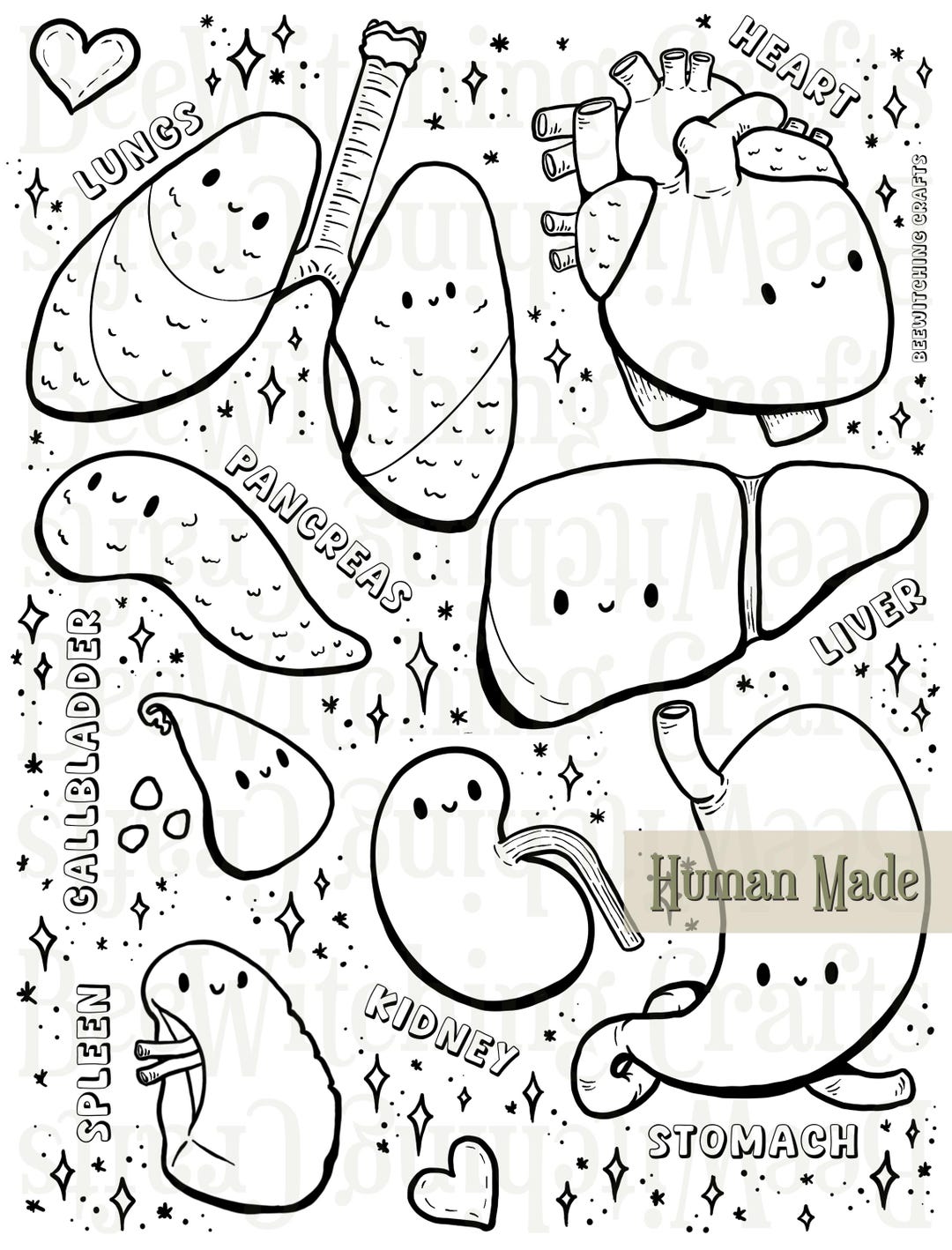 Cute Anatomy Coloring Page (physiology, PDF, Printable) - Etsy