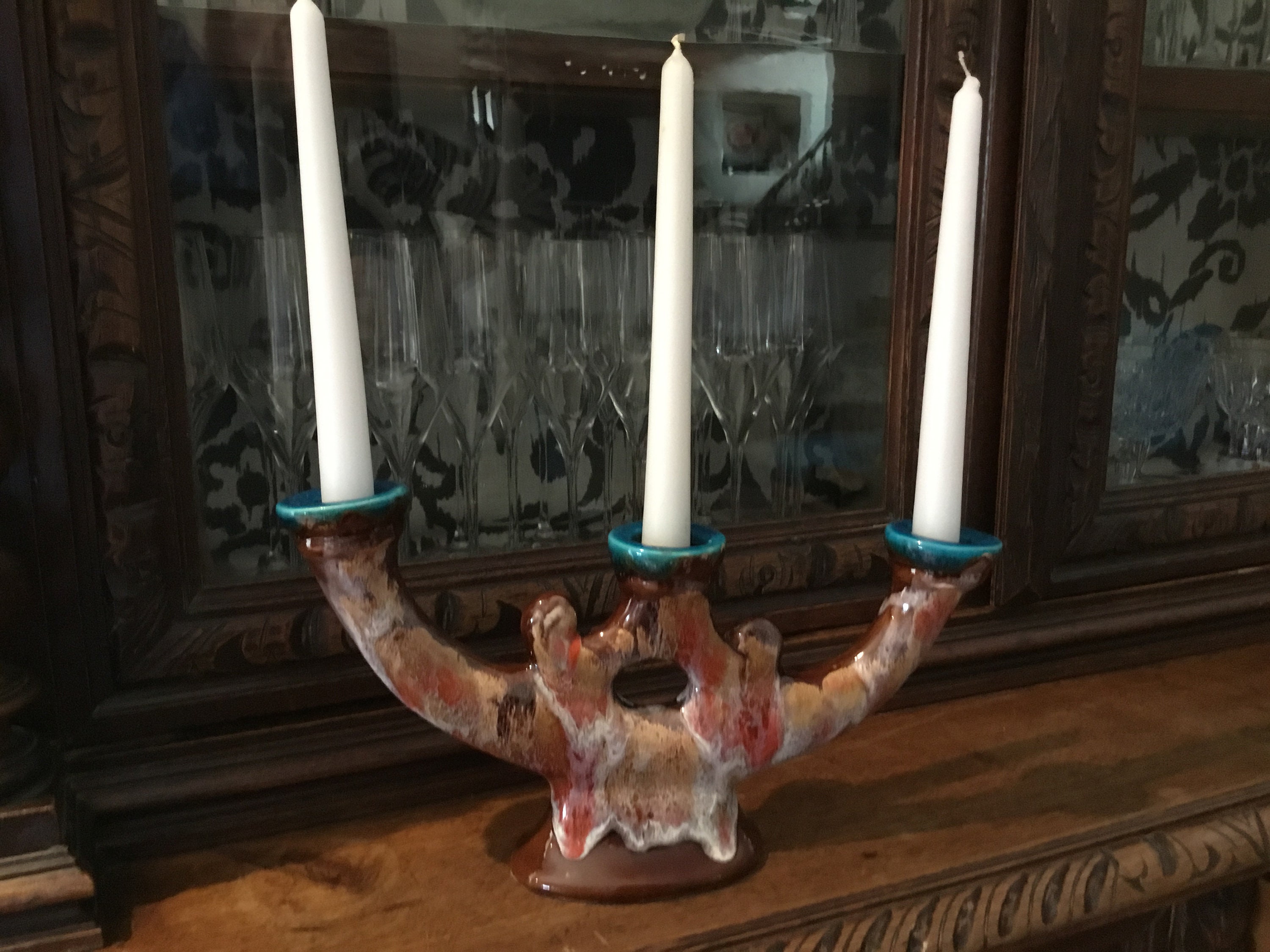 Vallauris Vintage Français Bougeoir Pour 3 Bougies