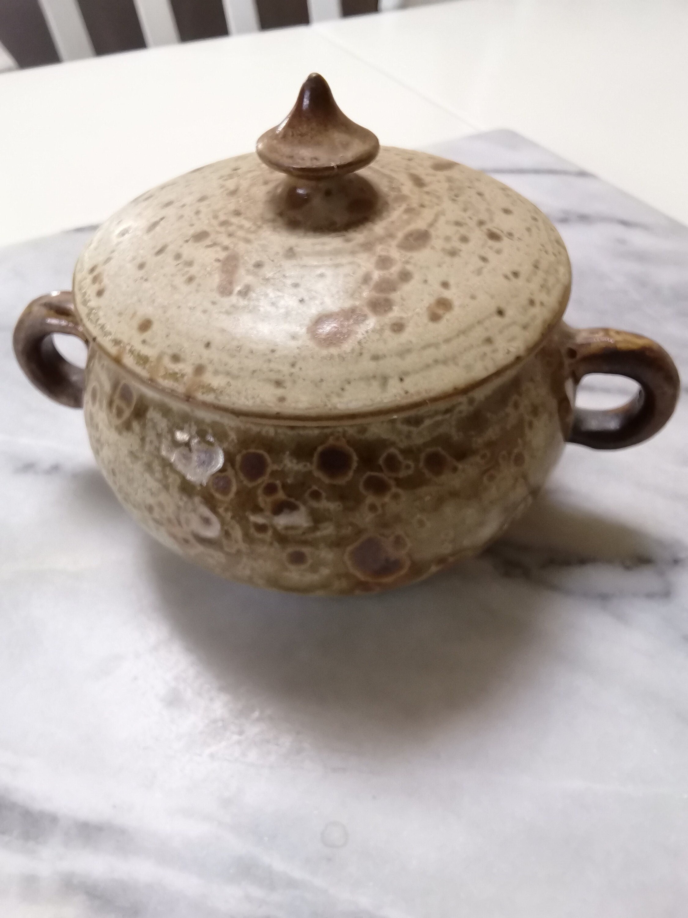 Français Vintage en Grès Cailleboté Bol/Pot