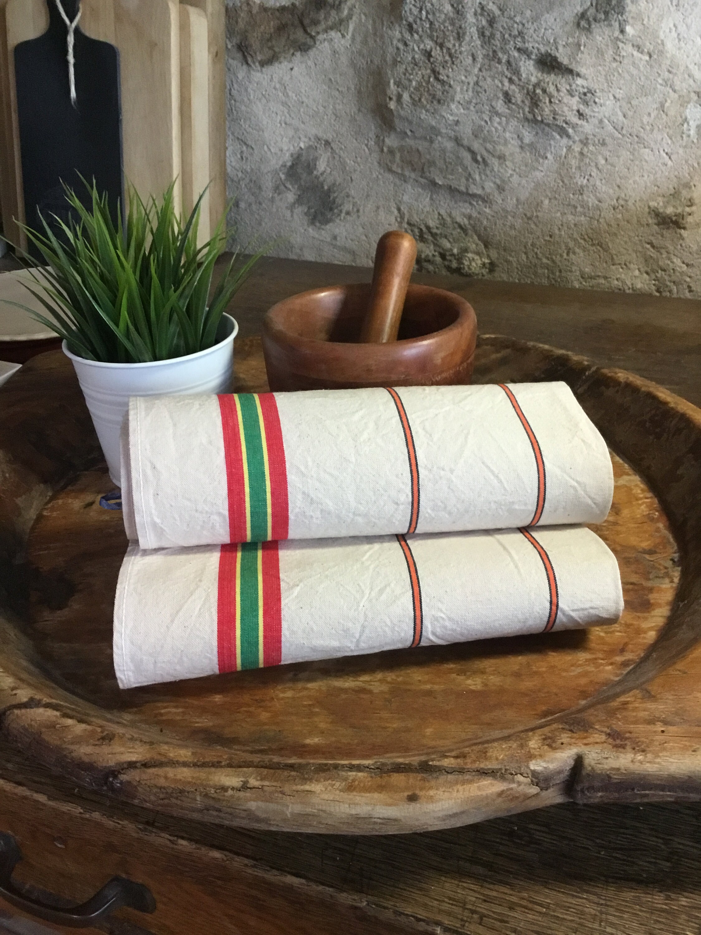 Linge Métis Traditionnel Français et Torchon en Fibre de Coton