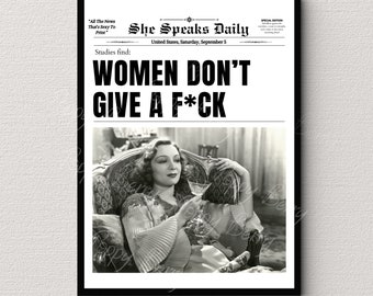 Trendy Wall Art, Women Drinking, Newspapers Print, Bathroom Decor, Retro Bar Cart, Magazine Cover Aesthetic, Girls Room decor, Photo Print