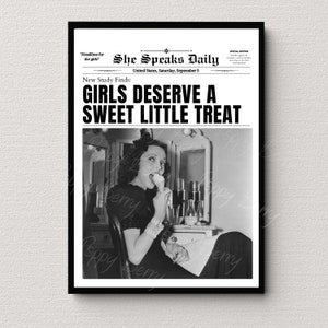 Sweet Little Treat, Newspapers Print, Meme Prints, Hot Girls Poster, Retro Bar Cart, Magazine Cover Aesthetic, Girls Room decor, Photo Print