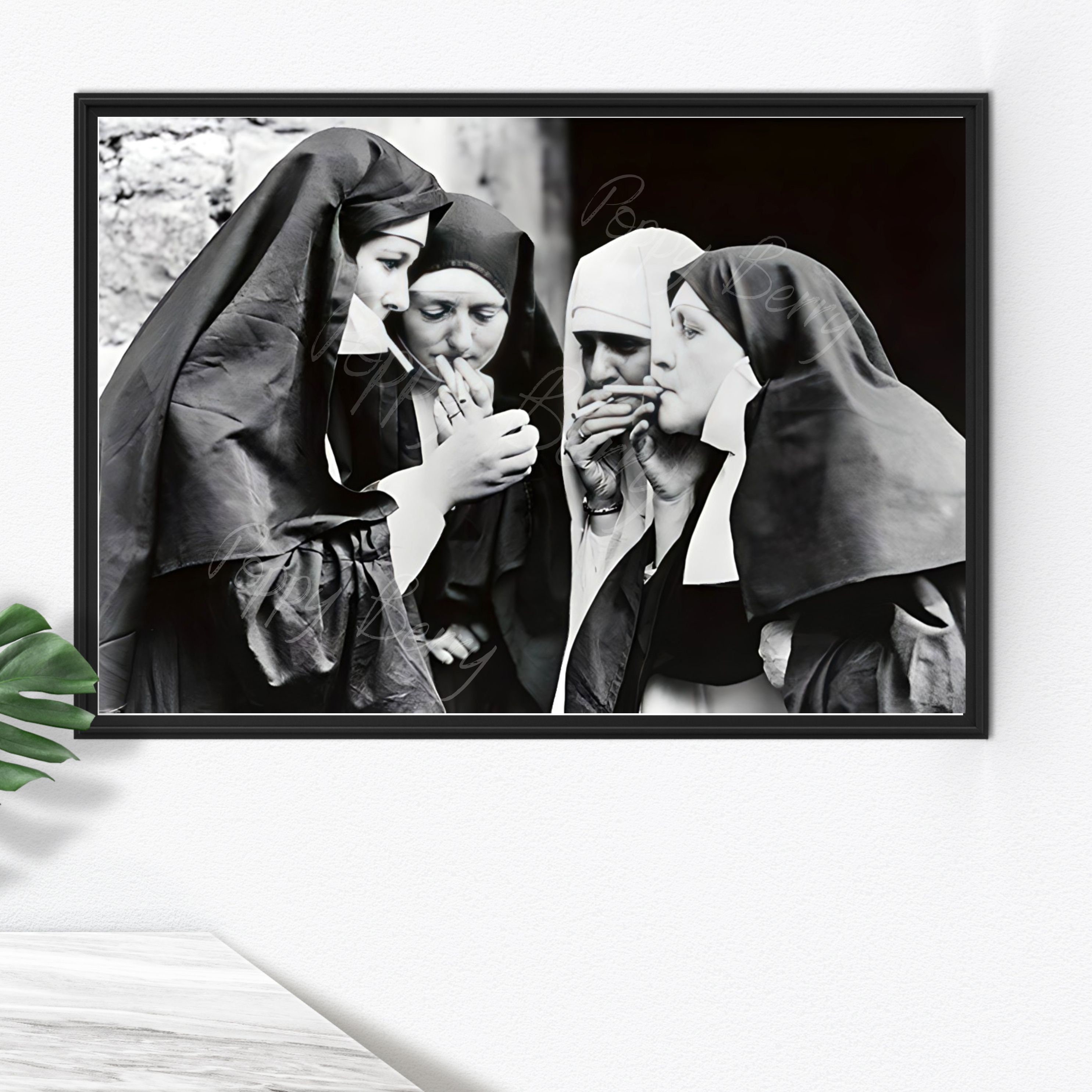 nuns smoking cigarettes print 1950 Poster Master Smoking Nuns Poster