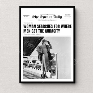 Funny Wall Art Decor, Women Searches For Where Men Get the Audacity, Newspapers Print, Magazine Cover, Girls Room decor, Photo Print