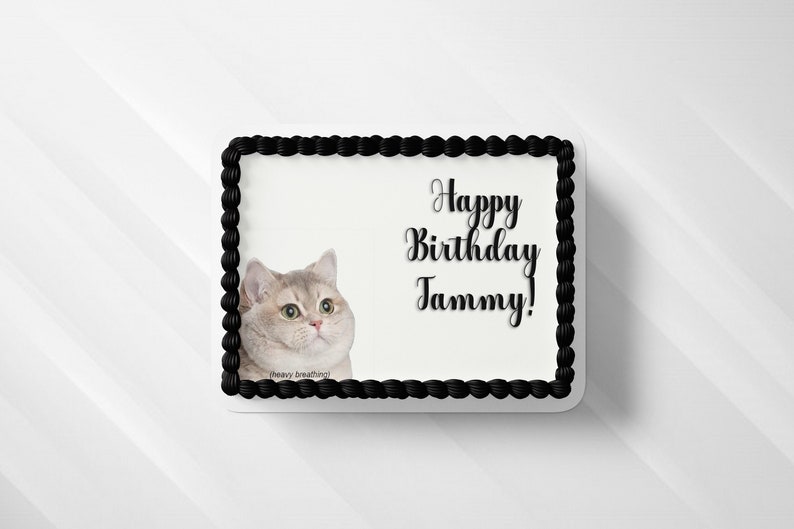 Edible Cake Toppers Funny Meme Gifts Cat Lover Birthday Cake Heavy Breathing Cat Meme Paper Party Supplies Party Decor