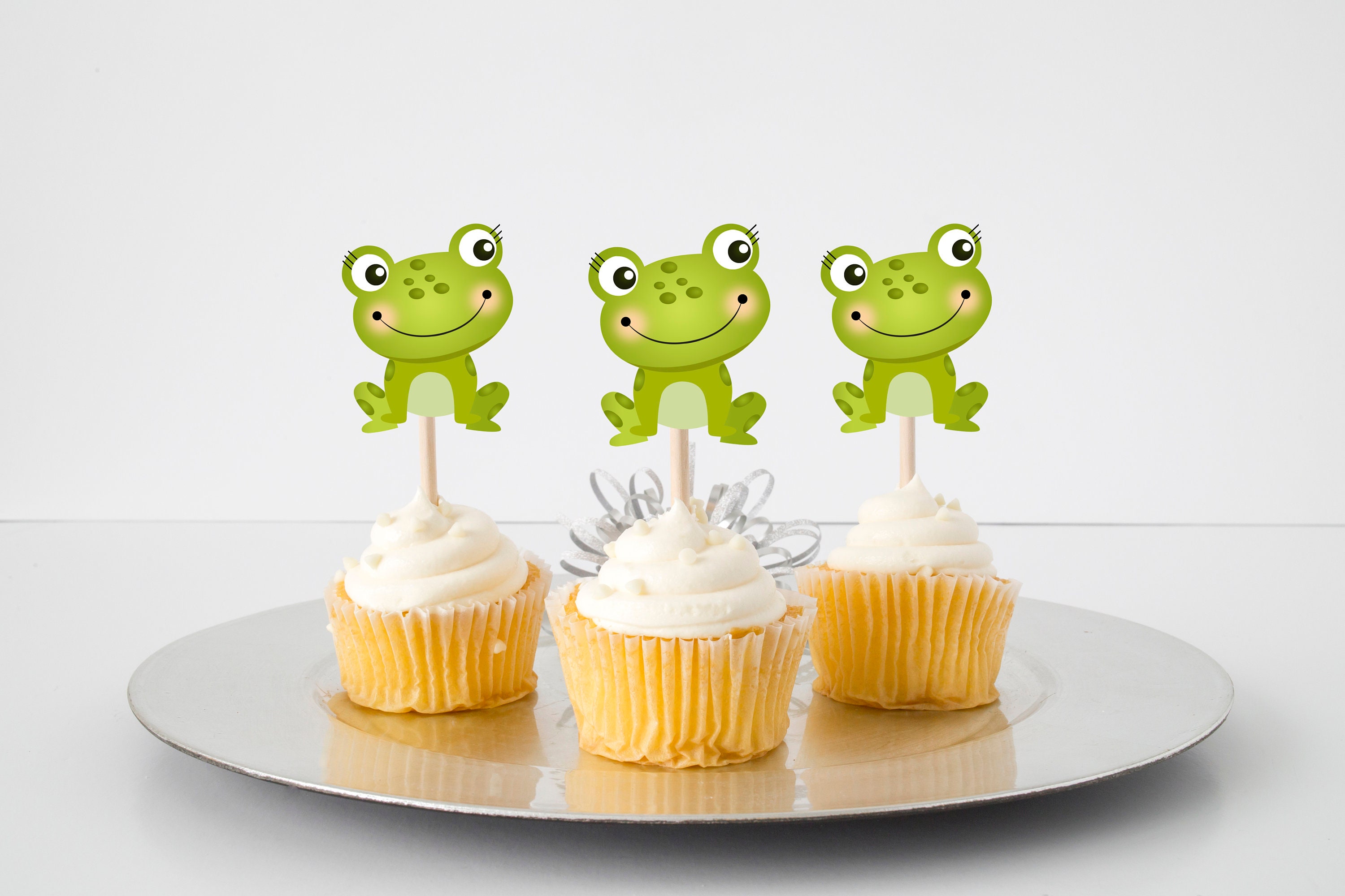 Kids Birthday Party iMagitek 20 Pcs Frog Cupcake Toppers Cake Decorations for Baby Shower 