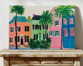 Rainbow Row Charleston Print, Colorful Southern Home Decor, South Carolina Travel Print