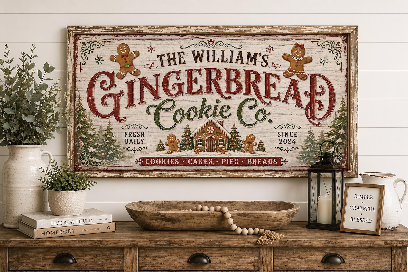 Gingerbread Sign Personalized Gingerbread Christmas Sign, Family Name Christmas Decor ...