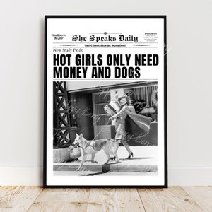May include: A black and white newspaper clipping with the headline 