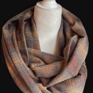 Outlander Inspired Brown and Blue Tartan Plaid Infinity Scarf with Hidden Zipper Pocket