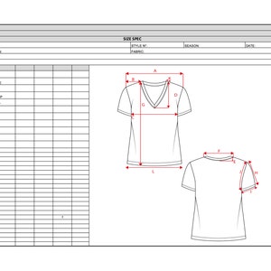 May include: A size chart for a V-neck t-shirt with measurements labeled in inches. The chart includes measurements for the shoulder, chest, neck opening, body length, sleeve length, and armhole.