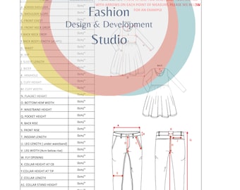 POM (points of measure) file, size spec, POM file, fashion template, teck pack, digital download ,fashion tech pack, excel file, pdf file