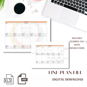 Product line plan, fashion collection plan, clothing line sheet, product line sheet