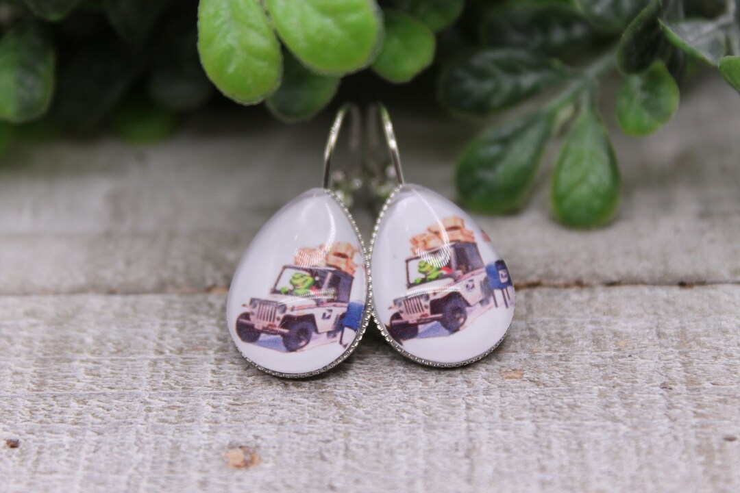 Grinch USPS Mail Carrier Jeep French Lever Earrings Etsy