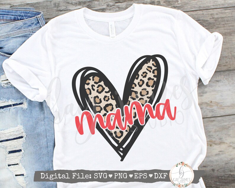 Download Mama Leopard Print Heart SVG / Mom SVG / Mom Shirt Design / | Etsy
