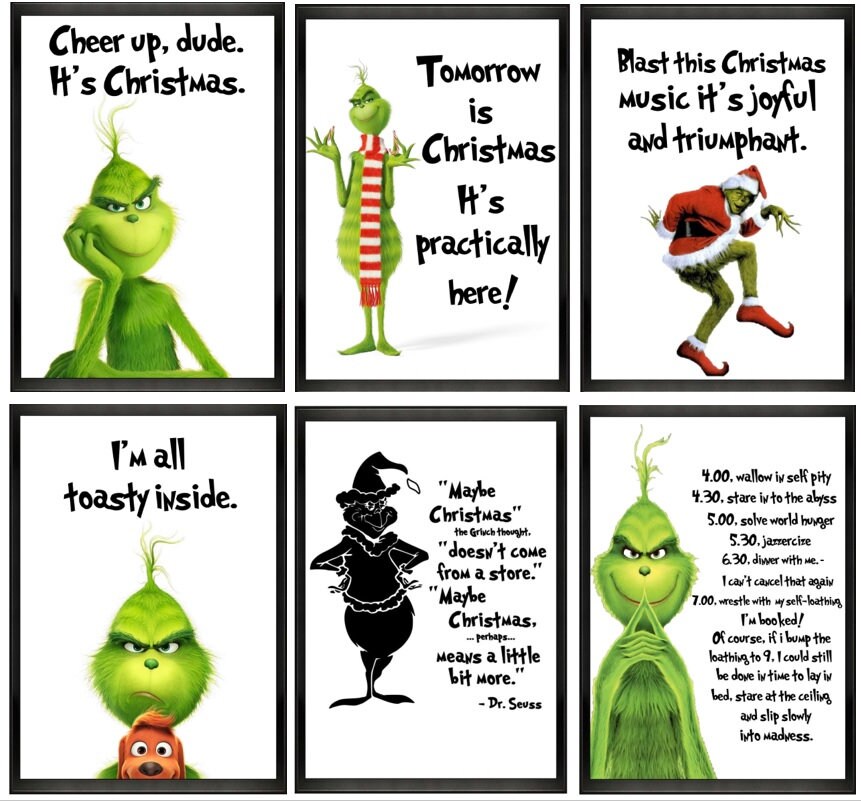 The Grinch Inspired Quote Art Poster Prints Framed & Etsy
