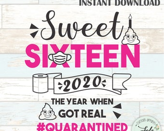 Download Quarantine Sweet 16 Birthday SVG | Etsy