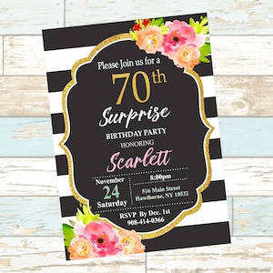 Surprise Birthday Party Celebration- 50th-60th-70-80th Birthday Party Invite- NO Instant Download!