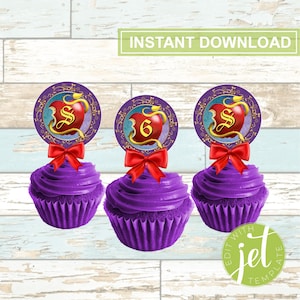 Bearbeitbare Nachkommen Apple Cupcake Toppers, digitale Datei, sofortiger Download, personalisierte Geburtstagsstecker!