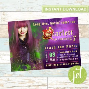 Editable Descendants Mal Birthday Invitation - Party Printable Invite - Instant Download - Digital File!