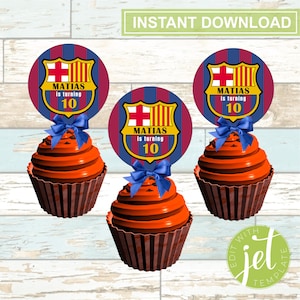 Editable FC Barcelona Cupcake Toppers, Digital File, Instant Download, Editable Barca Toppers!