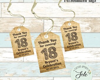 18th years old Birthday Party TAGS -Digital File- No instant Download- Personalized Tags!