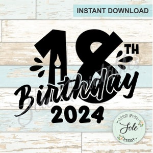 18th Birthday 2024 -18th Shirt Ideas, Digital file- Instant download- SVG-PNG