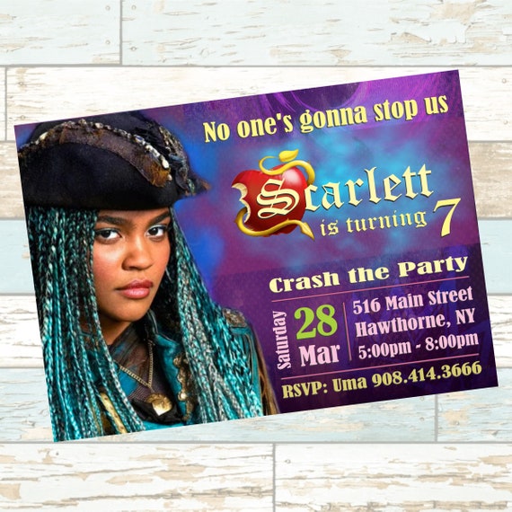 descendants uma birthday invitation party printable no etsy australia