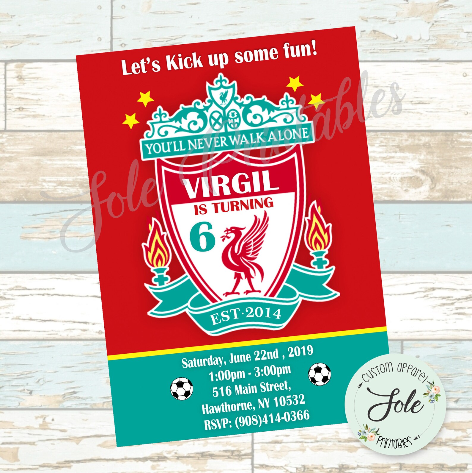 Liverpool FC Fan Inspired Birthday Invitation Soccer Invite Etsy