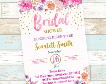 Braut shower Floral Einladung 5"x7" - Digitale Datei - Kein Sofortiger Download!