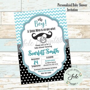 Mustache Oh Boy Baby Shower Party Invitation- Digital File- NO Instant Download!