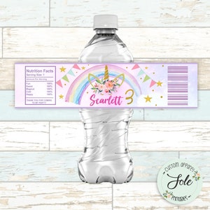Magical Unicorn Birthday Girl Party Water Bottle Labels - Digital File- NO Instant Download!