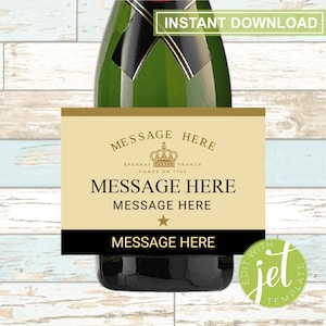 Bearbeitbares Champagneretikett für jeden Anlass, Hochzeit und alle Gelegenheiten - Sofortiger Download, digitale Datei - Champagnerflaschenetiketten