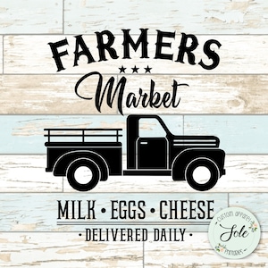 Farmer's Market Truck Fresh Eggs Consegnato ogni giorno Cartello - Cartello copertura stufa - Idee per la fattoria - File digitale - Download istantaneo - SVG-PNG