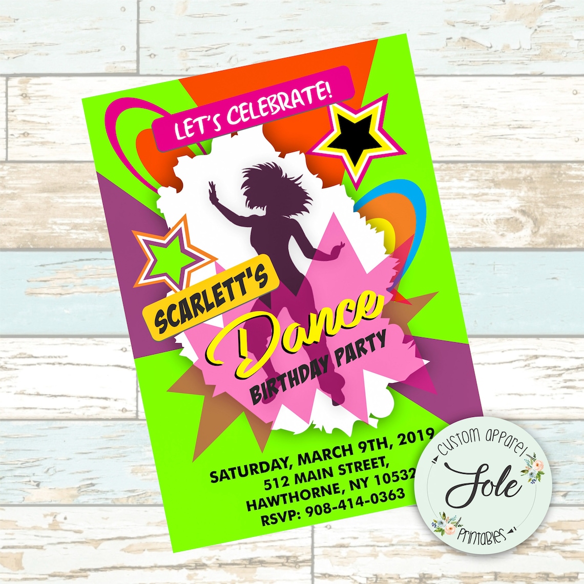 Invitación a la fiesta de baile de fitness Archivo digital Etsy España