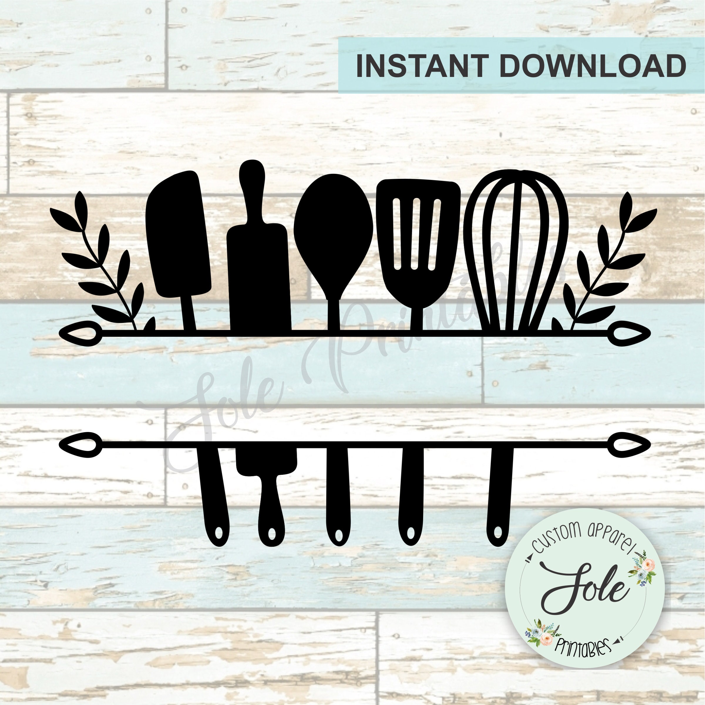 Cooking Split Frame Kitchen Split Frame, Cooking and Baking Monogram, Floral Kitchen ...