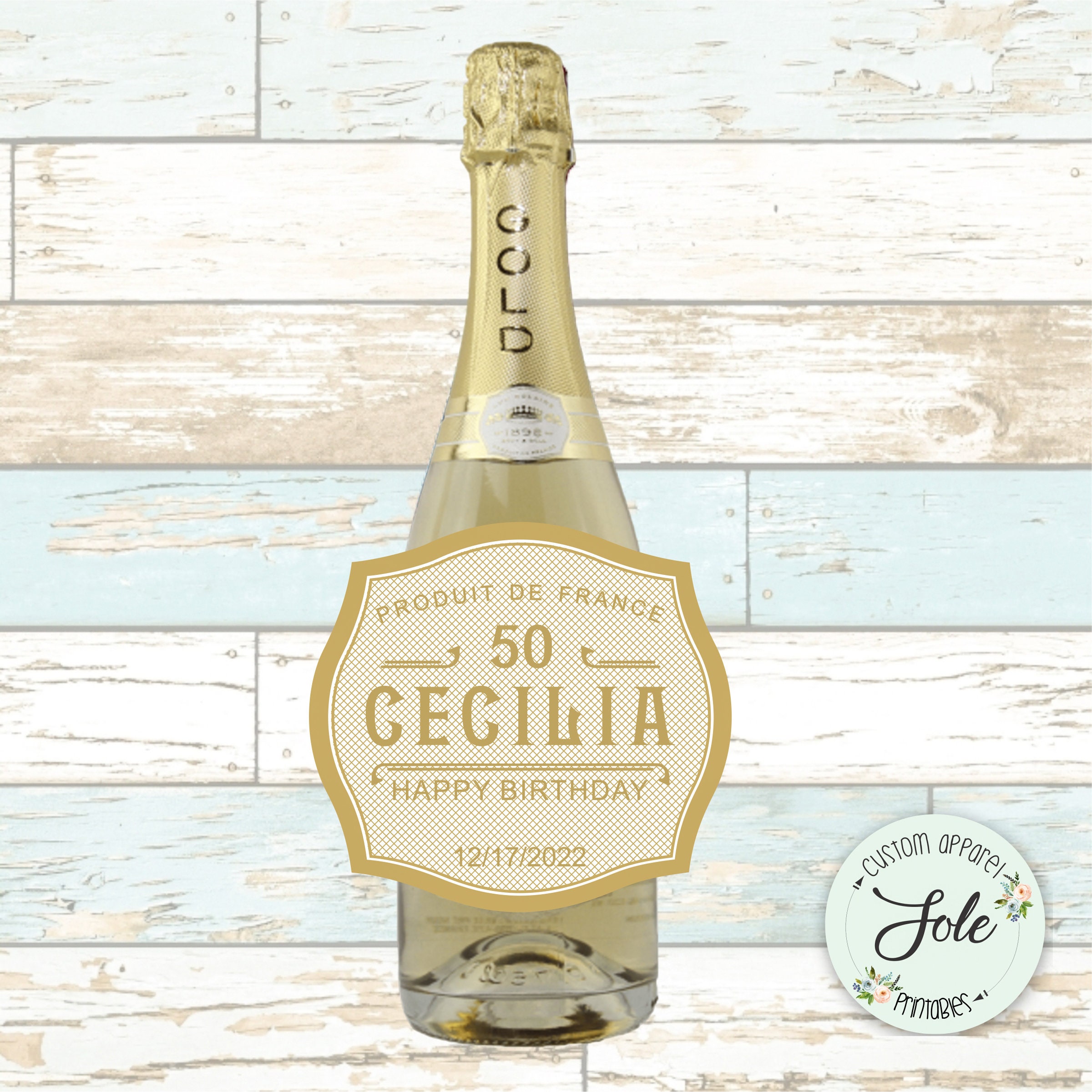 Personalized Champagne Label, Belaire Champagne, Birthday