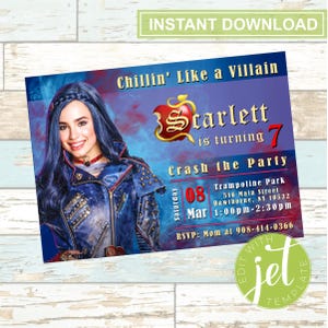 EVIE DESCENDANTS Editable Birthday Invitation! Digital File-Instant Download!