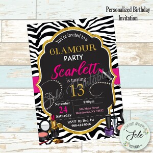 Glamour- Spa- Fashion Birthday Party Invitation- Digital File- No instant Download!