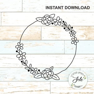 Rustic Floral wreath and leaves for Monogram or Sign-Farmhouse Kitchen- DIY Sign- Digital file SVG-PNG.