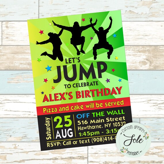 Trampoline Park Birthday Invitation Glow Jump Invitation Etsy Singapore