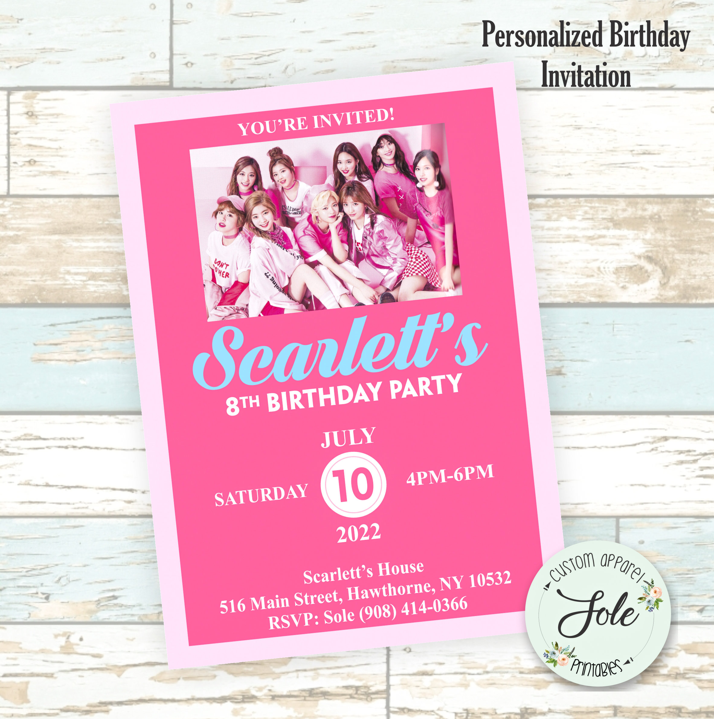 Kpop Twice inspired Fan Invitation Sin descarga instantánea archivo