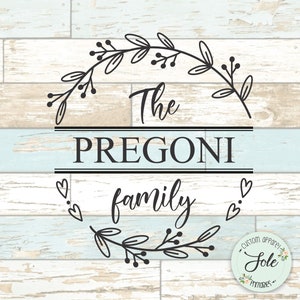 Personalized Family Last Name- Wreath with last name -Farmhouse Kitchen- Stove cover sign- Digital file SVG-PNG.
