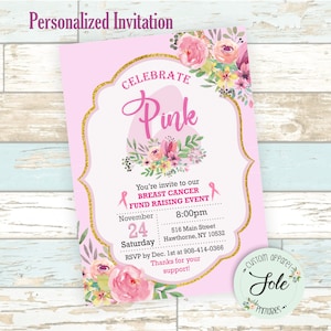 Pink Ribbon Fundraising Event Invitation-Digital File- NO Instant Download!