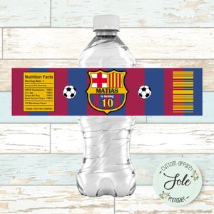 Étiquettes d'eau d'anniversaire de fan du FC Barcelone - Barca - Messi - fichier numérique - personnalisé - pas de téléchargement immédiat !