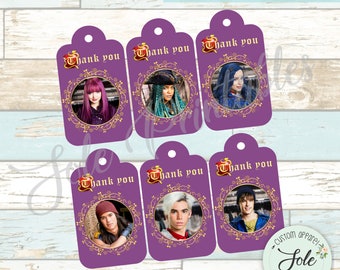 Descendants Birthday Party TAGS -Digital File- instant Download!