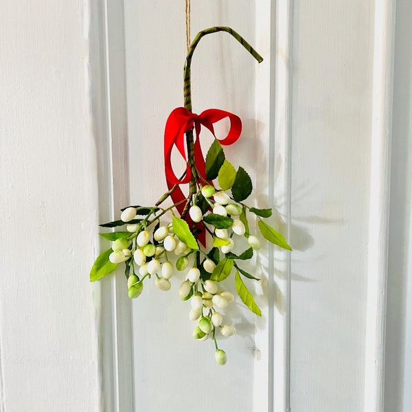 Mistletoe | White Berry Door Hanger | Berry Branch | Christmas Mantelpiece | Christmas Mistletoe | Christmas Decoration