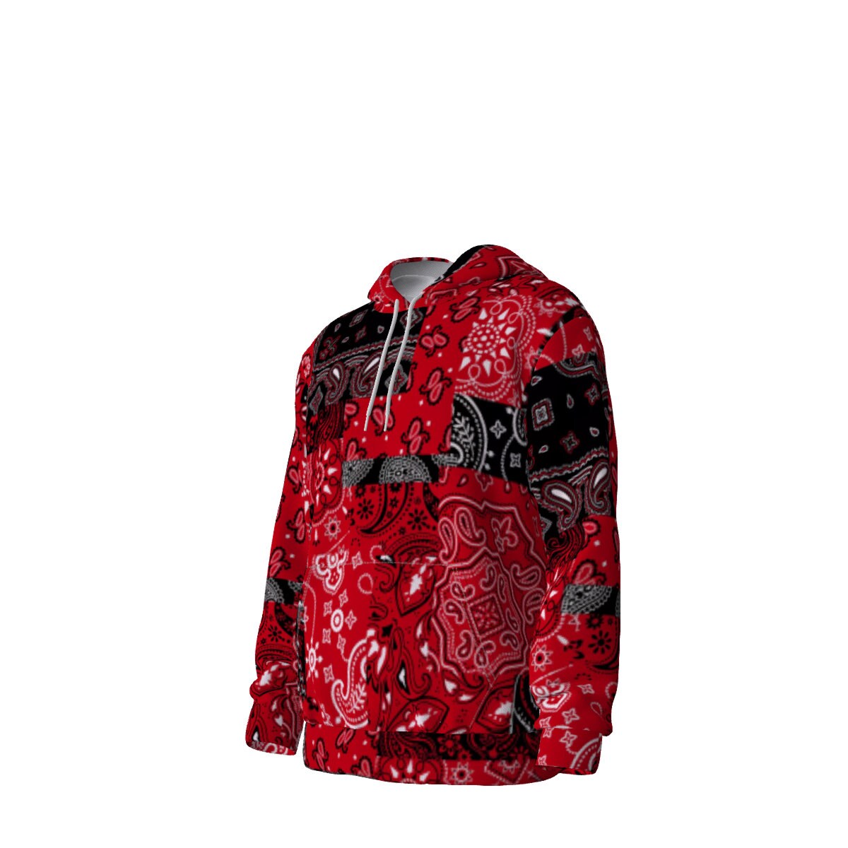 Red Black Patchwork Bandana Style Hoodie Allover Print Etsy New Zealand