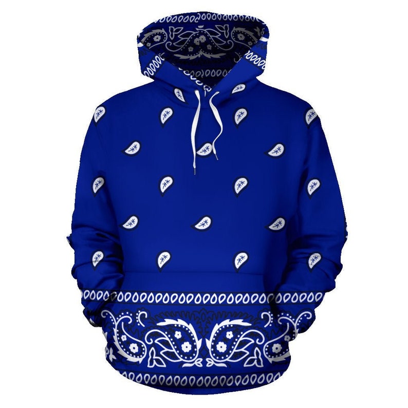 Crip Blue Bandana Style Men's Hoodie Bandanna Hoodie Etsy